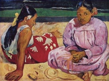 Paul Gauguin Painting - Mujeres tahitianas en la playa Postimpresionismo Primitivismo Paul Gauguin